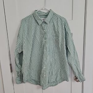 American Eagle Green Striped button down